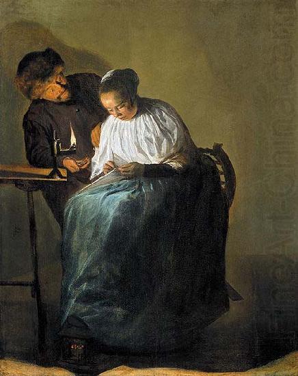 Man offering money to a young woman, Judith leyster